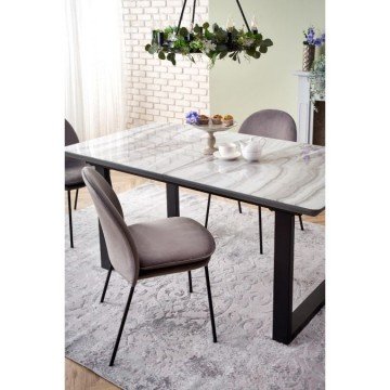 Фото8.Обідній стіл MARLEY 160 (200) x90 Halmar білий мармур / чорний